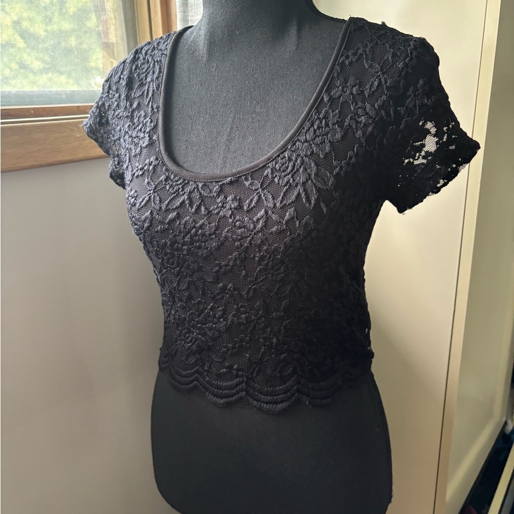 Urban Planet Black Embellished Crop Blouse